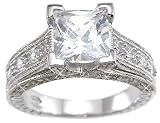 Sterling Silver Cubic Zirconia CZ Princess Cut Engagement Promise Ring Size 5 6 7 8 9