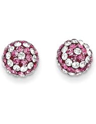 MadiK® 14k Yellow Gold 8mm Pink & Clear Crystal Ball Post Earrings