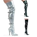 Women's 511-Buckleup 5" Heel Stretch Thigh Boot With Buckles & Inner Zipper