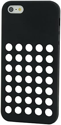 iPhone 5 Case,iPhone 5S Case,ChengYung[TM] Candy Colors Hollow Out Hole Soft Silicone Case Cover for iPhone 5/5S (Not match iPhone 5C) - Black