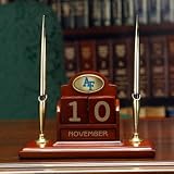 AIR FORCE FALCONS Team Logo 8 Wide Wood PERPETUAL CALENDAR / DESK CADDY (with a handsome Pen Set)
