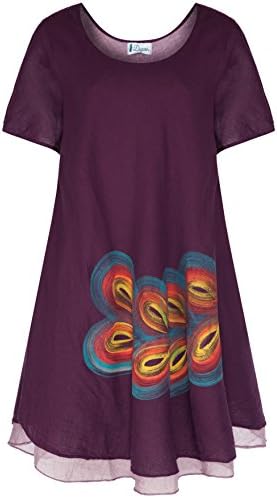 100% Cotton Hand Painted Dress 4 Color Hippie Boho Hobo style NADR203 (Purple)