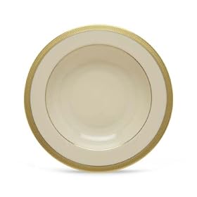 Lenox Lowell Gold Banded Ivory China Pasta Bowl Rim Soup by Lenox
