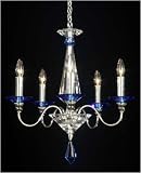 Schonbek 9675-40SP Silver / Sapphire Jasmine Crystal Five Light Up Lighting Chandelier from the Jasmine Collection