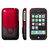 iCase iPhone 3G Rubber Coating Hard Plastic Snap-On Protective Rubberized Faceplate Carrying Case Cover (Red/Black)