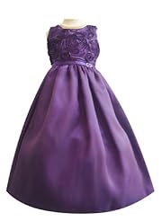 Girls Satin Sleeveless Knee Length Flower-Girl Dress 