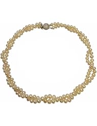 Pink 2 Strand 17" Classic Freshwater Pearl Necklace with Sterling Silver Clasp