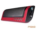 Ricco P18 MINI DSP 2.0 Channel Aluminium Portable Travel Speaker with BUILT-IN BATTERY and SD MEMORY CARD READER upto 16GB Compatible with ANY 3.5mm Audio Line-in Device mobile phones mp3 players iPhone 3GS 4 iPad iPod Nano Touch Classic 3G G3 G4 G5 (1X RED)