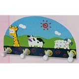 Kindergarderobe ZOO mit Tiermotiv Tiergarderobe Garderobenhaken Kindergarderoben aus Holz mit 4 Hakenvon "freiundzeit"