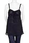 Trinity Spaghetti Strap Elastic Waist Front Empire Baby Doll Lined Cami Top Black