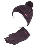 Nike "Cable Knit" Beanie & Gloves Set (Size 7/16) - black, 7-16