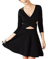 A-line V-neck 3/4 Sleeves Backless  Dress