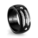 Edward Mirell Designer Black Titanium and Silver Ring The Bands Collection