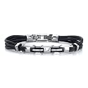 Modern Fashion: Stainless Steel H-Link Multi-cord Rubber Bracelet for Men