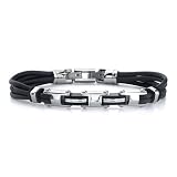 Modern Fashion: Stainless Steel H-Link Multi-cord Rubber Bracelet for Men