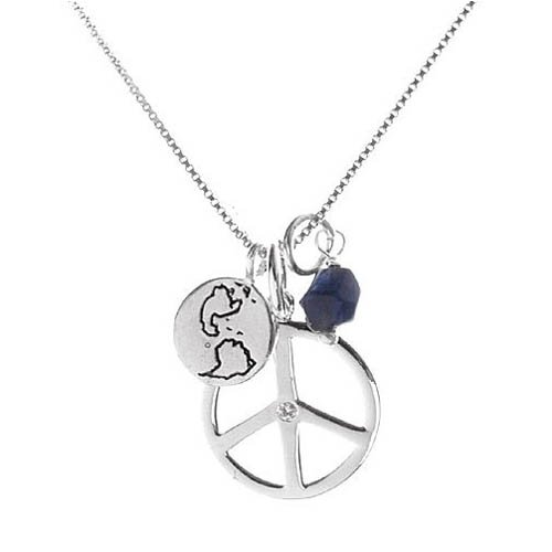 SilverEco Sterling Silver Peace On Earth Charm Necklace 16in