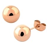 7mm - INOX 316L Stainless Steel Rose Gold Tone Ball Stud Earrings