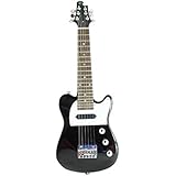 Vorson EGLTL BK T-Style Guitarlele Travel Electric Guitar with Gigbag, Black