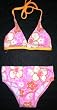 Girls 2 PC Swimsuit Tie Neck - Soft Pink/White/Orange
