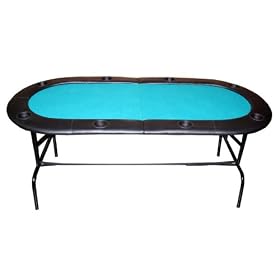 8 Players Texas Hold'em 2 Folds Poker Table w/ Folding Legs (Green Felt)