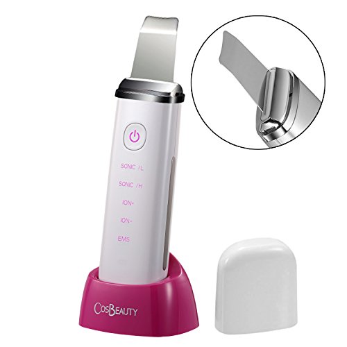 COSBEAUTY Ultrasonic Skin Scrubber Spatula & Face Electric Infusion Exfoliation Facial Lifting White