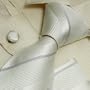 new Designes White Striped 100% Jacquard Woven Silk Tie Hanky Mens Necktie and Cuff Links Cufflinks and Handkerchiefs Set H5006