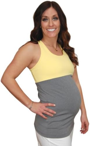 Impact Fitness - Divine Tank Maternity-Large (Lemon / Heather Grey)