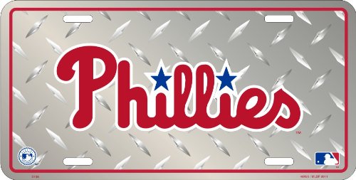 Philadalephia Phillies Metal Auto Tag Diamond Emboss
