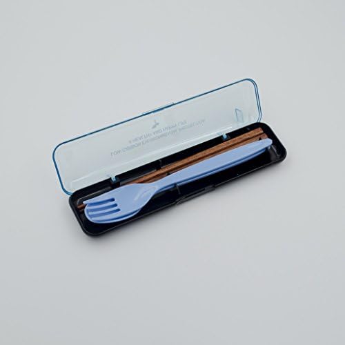EdiMoM Brand; Colorful Chopsticks Spoon Fork Trio Set Travel Detachable Case, Blue