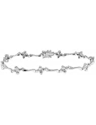 0.30 Ct H Si Round Cut Diamond Tennis Bracelet 14k White Gold Bezel Setting