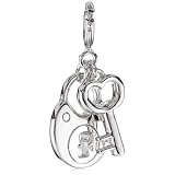 ELLE Jewelry Charms Heart Key And Locket Sterl