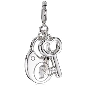 ELLE Jewelry Charms Heart Key And Locket Sterling Silver Char