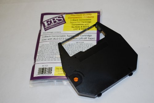 EBS Premium Quality Black Correctable Swintec Typewriter Ribbon Cartridge Compatible with Nu-Kote #B214 GRC #T325 SWS 1020 Fits 20 M, 600, 640, 1000 Typing System, 2000, 2400, 2410, 2416 DM, 2500, 2600, 2640, 3200, 3500, 8500, 9500, B 214, Graduate, PWP 1000, Special Edition Series, Student, SX Series