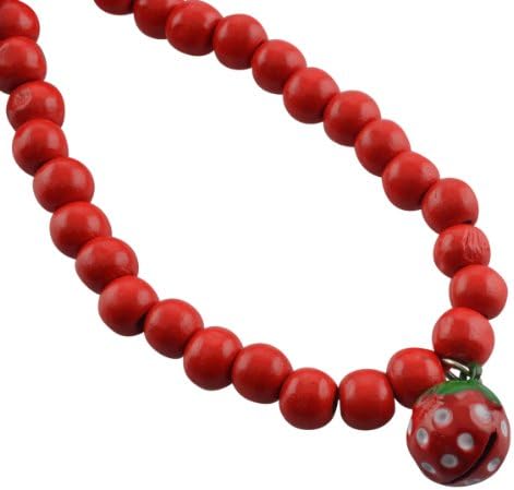 Dogloveit Pet Puppy Cat Dog Accessories Pearl Necklace w/ Strawberry Bell Pendant & Bowknot Lovely Jewelry for Pet Dog Cat (S)