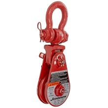 Gunnebo Johnson SB 4S 4BS Single Sheave Snatch Block with Swivel Shackle, 3/8" - 1/2" Rope, 4 ton Load Capacity, 4" Sheave
