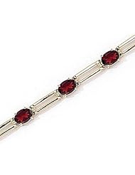 14kt Yellow Gold Oval Garnet and Diamond Bracelet