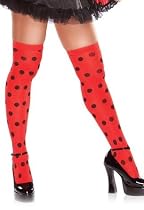 Ladybird Red & Black Polka Dot Fancy Dress Thigh High Stockings