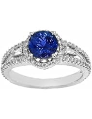 14K White Gold Tanzanite and Diamond Ring -- LIFETIME WARRANTY