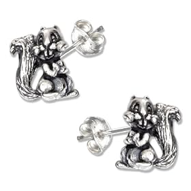 STERLING SILVER MINI BUCKTOOTH SQUIRREL EARRINGS ON POSTS