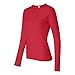 Ladies' Baby Rib Long-Sleeve Crew Neck Tee (Red) (X-Large)