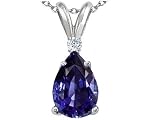 1.33 cts Genuine Iolite and Diamond Pendant - 14kt White or Yellow Gold