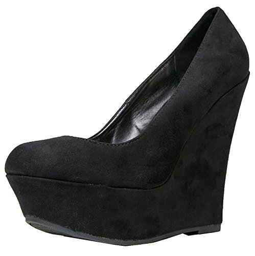 Delicious MEROZ High Platform Round Toe Wedge Shoe