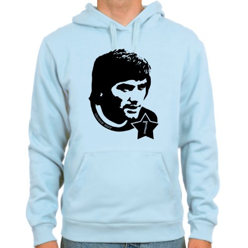 Kapuzensweater George Best ::: Farbauswahl: skyblue oder weiß ::: Größen: M-XL ::: Fußball-Kult