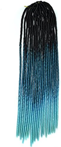 Stepupgirl 20 Inch Black Azure Sky Blue Ombre Color Soft Dread Lock Crochet Synthetic Torsion Braiding Hair