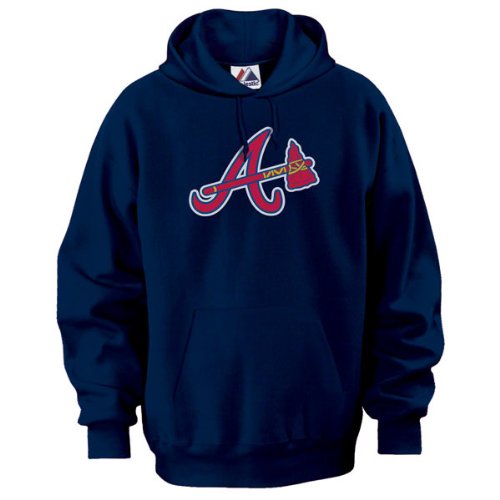 Atlanta Braves Navy Suedetek Patch Hooded Pullover Sweatshirt