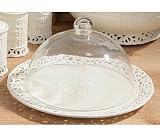 Kitchen & Housewares : Cheese Plate With Glass Dome Ceramic Lace