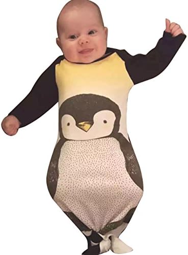 Nowborn Cute Mermaid Sleeping Bag Animal Printed Unisex Baby Wearable Blanket (0-6months, Penguin)