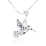 Chuvora .925 Sterling Silver Beautiful Hummingbird Pendant Necklace 18''