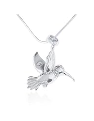 Chuvora .925 Sterling Silver Beautiful Hummingbird Pendant Necklace 18