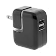 GTMax Blue LED 2-Port USB Home Wall Travel AC Charger Power Adapter - Black for Apple iPhone 4 4G 16GB / 32GB 4th Generation